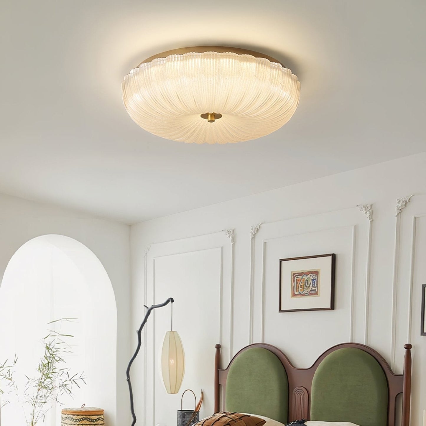Halo | Elegant Textured Ripple Glass Ceiling Light