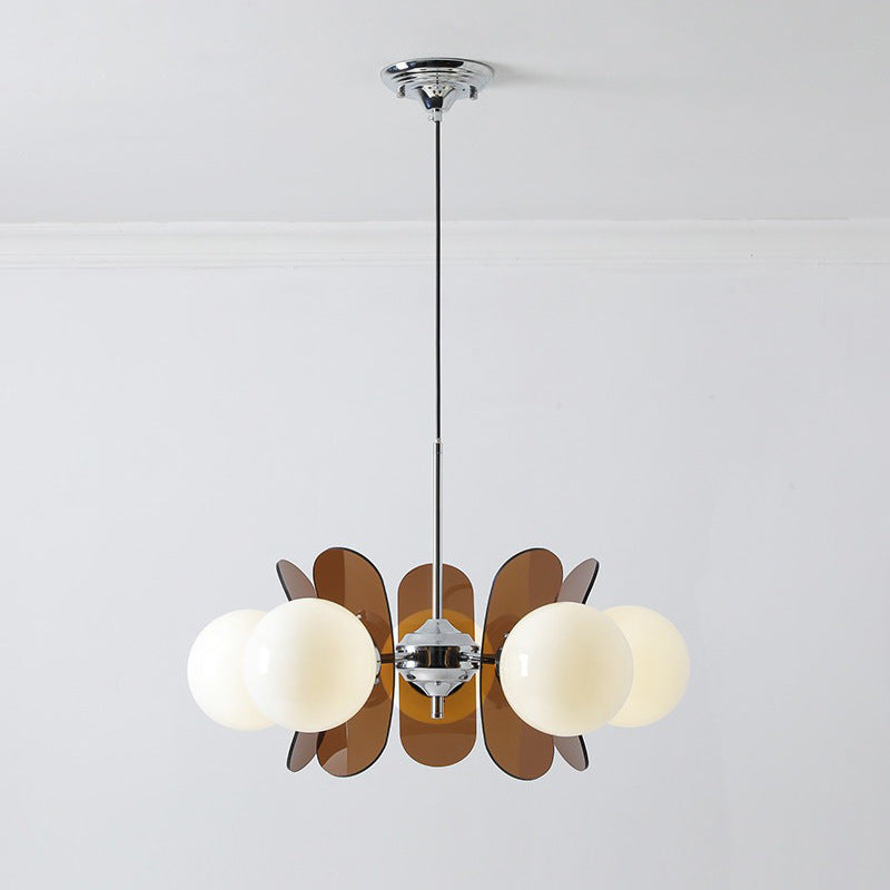 Astria | Mid Century Multi Head Opal Glass Globe Chandelier