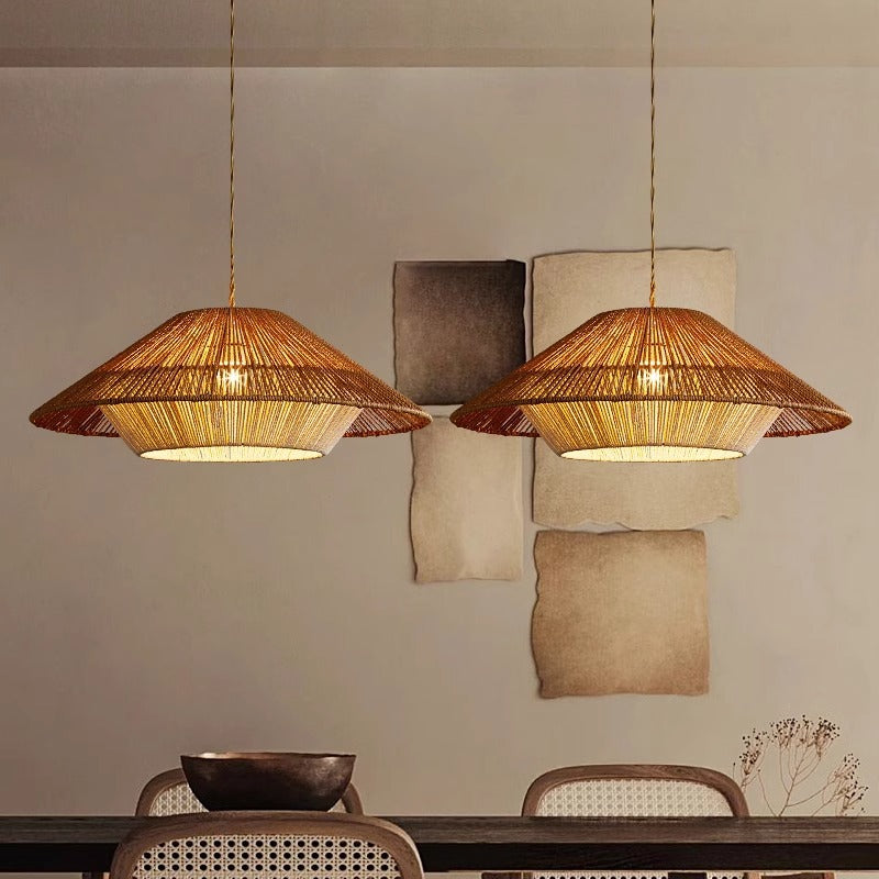 Textura | Rustic Bamboo Woven Dome Pendant Light