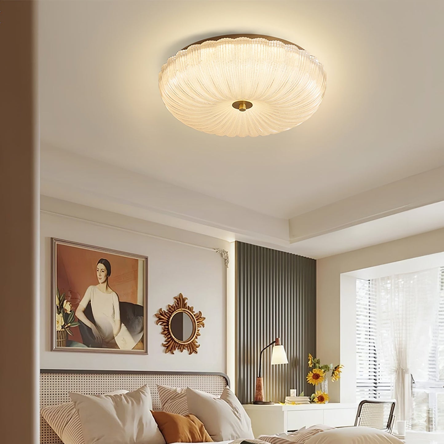 Halo | Elegant Textured Ripple Glass Ceiling Light