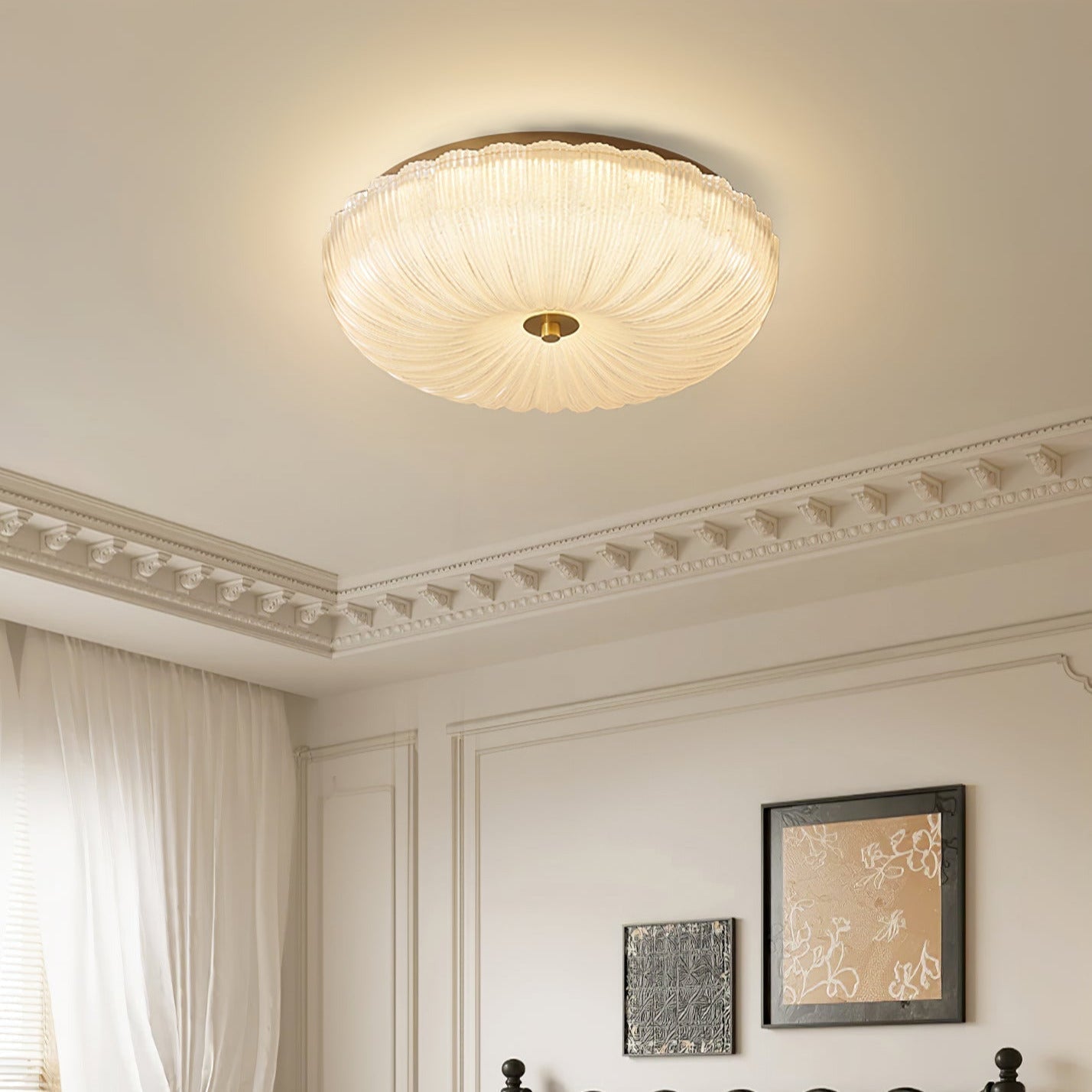 Halo | Elegant Textured Ripple Glass Ceiling Light