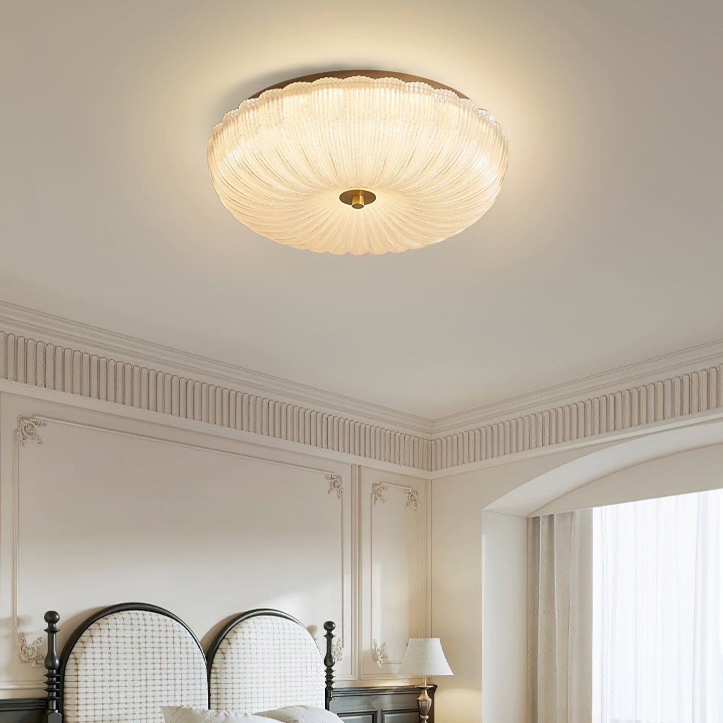 Halo | Elegant Textured Ripple Glass Ceiling Light