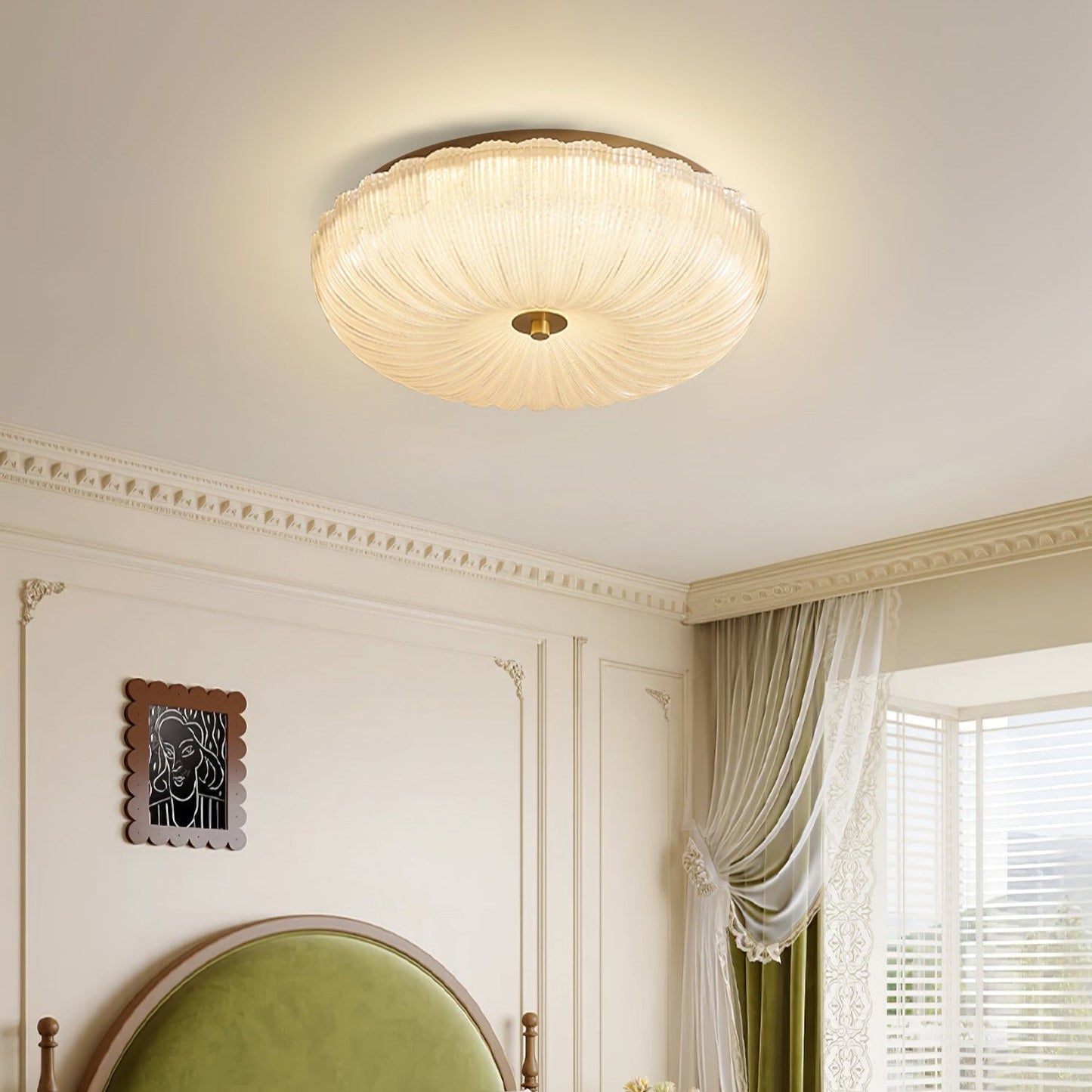 Halo | Elegant Textured Ripple Glass Ceiling Light
