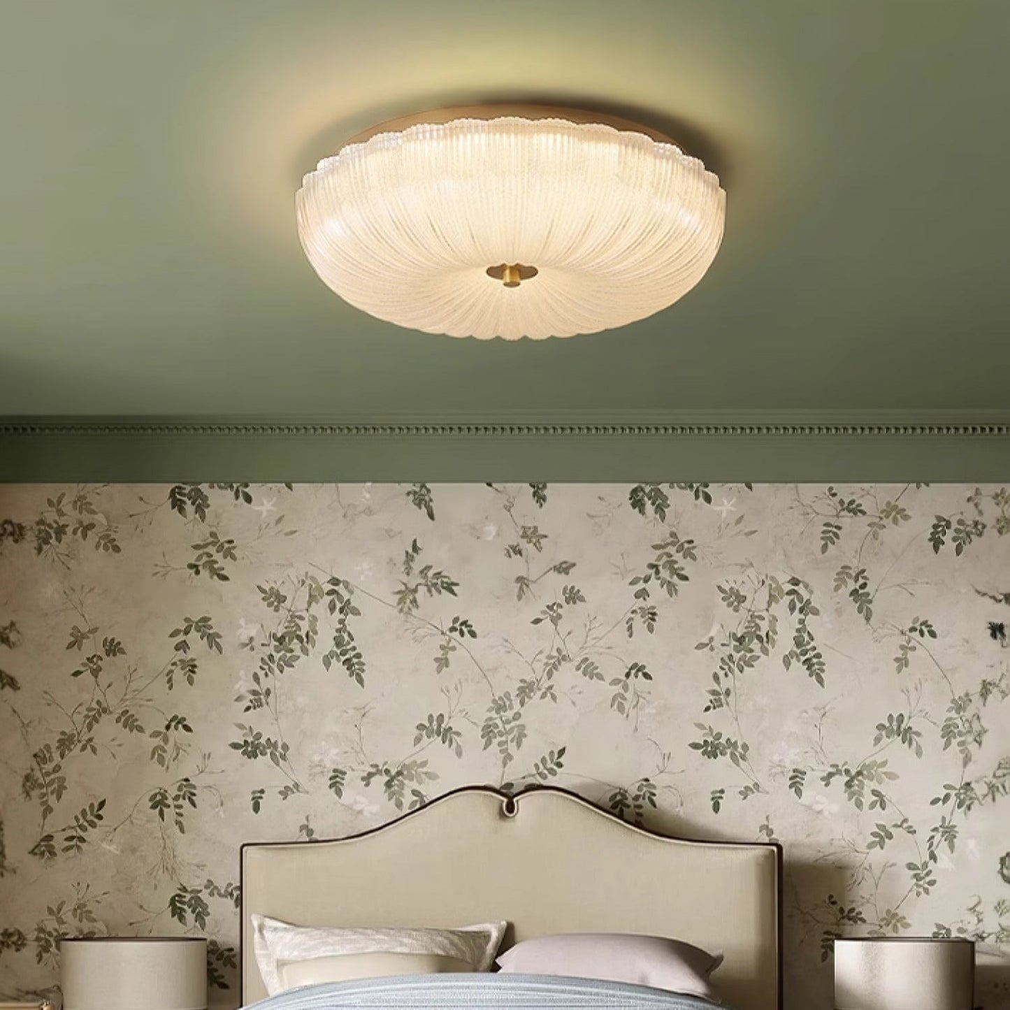 Halo | Elegant Textured Ripple Glass Ceiling Light