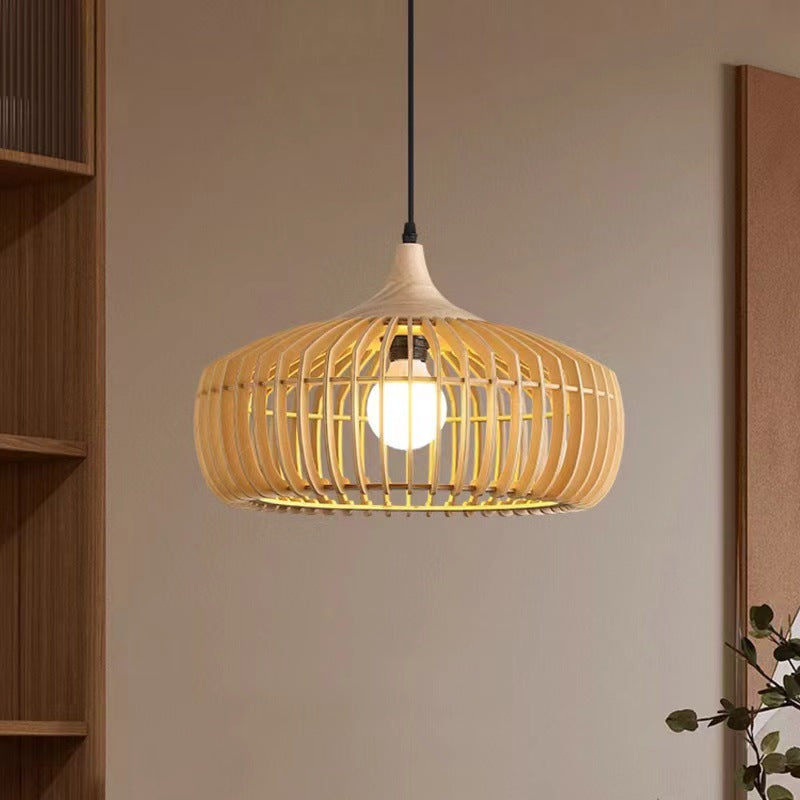 Komorebi | Slatted Wooden Dome Japanese Pendant Light