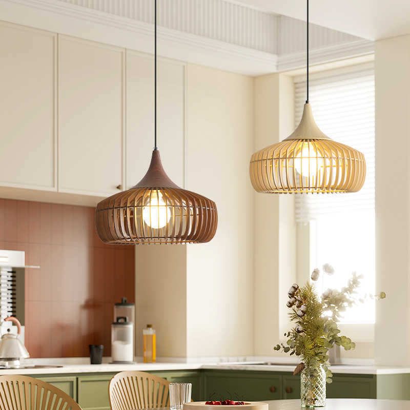 Komorebi | Slatted Wooden Dome Japanese Pendant Light
