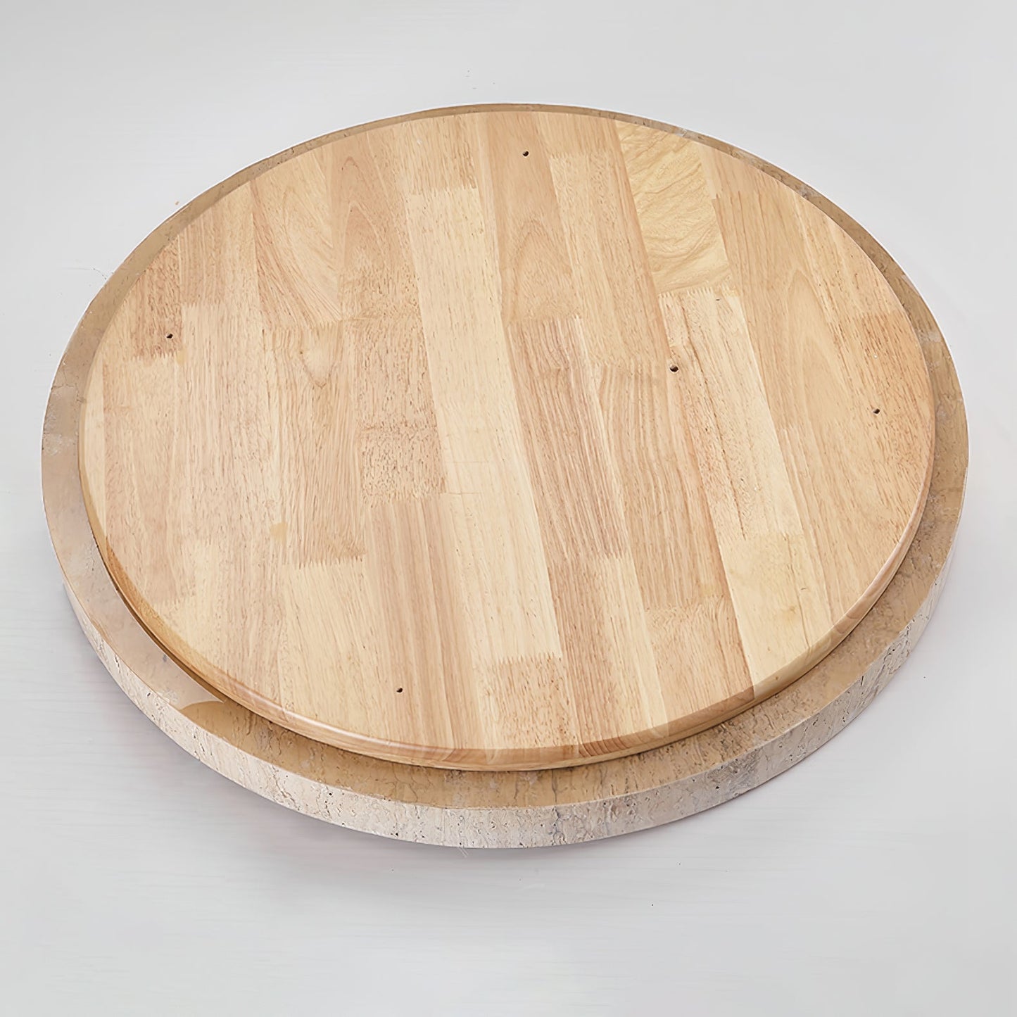 Aeristhos | Minimalist Hand Carved Round Travertine Stone Ceiling Light
