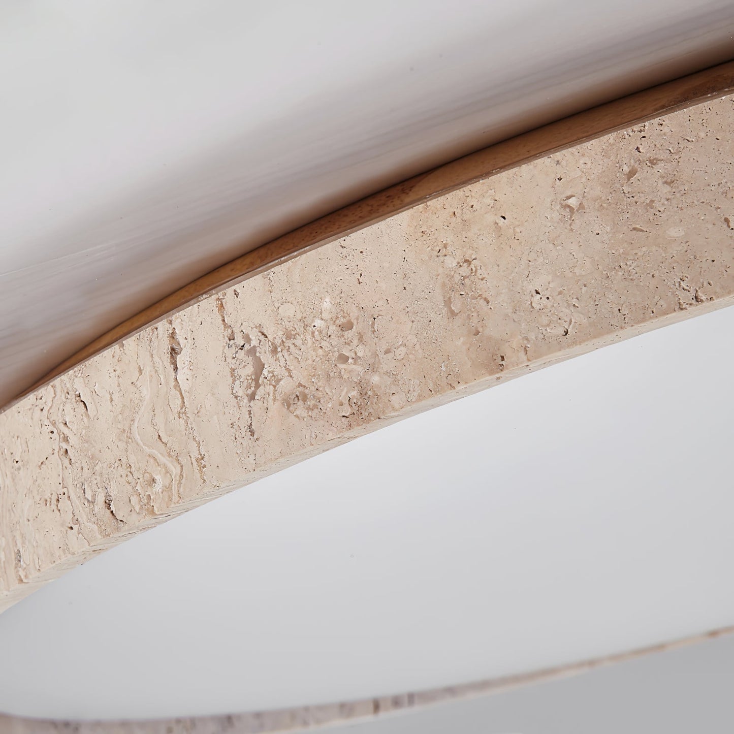 Aeristhos | Minimalist Hand Carved Round Travertine Stone Ceiling Light
