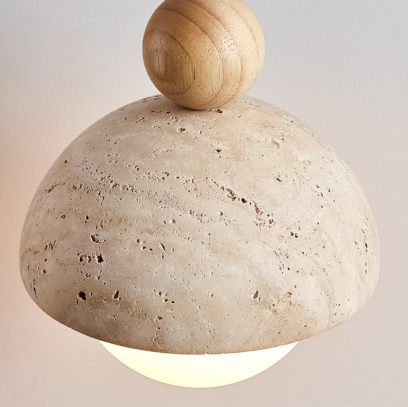Kaelith | Organic Travertine Dome Glass Globe Pendant Light