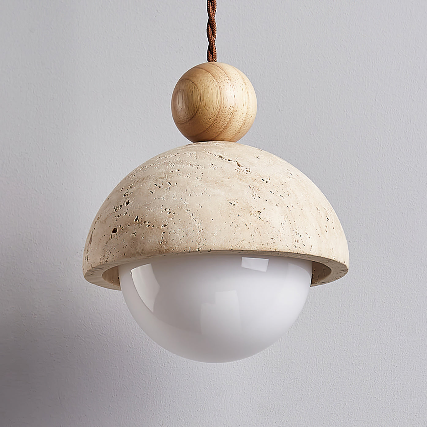 Kaelith | Organic Travertine Dome Glass Globe Pendant Light