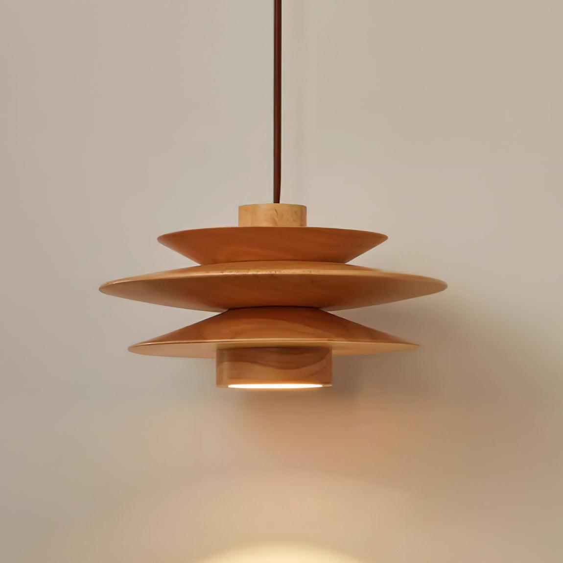Aerislys | Mid Century Tiered Wood Discs Pendant Light