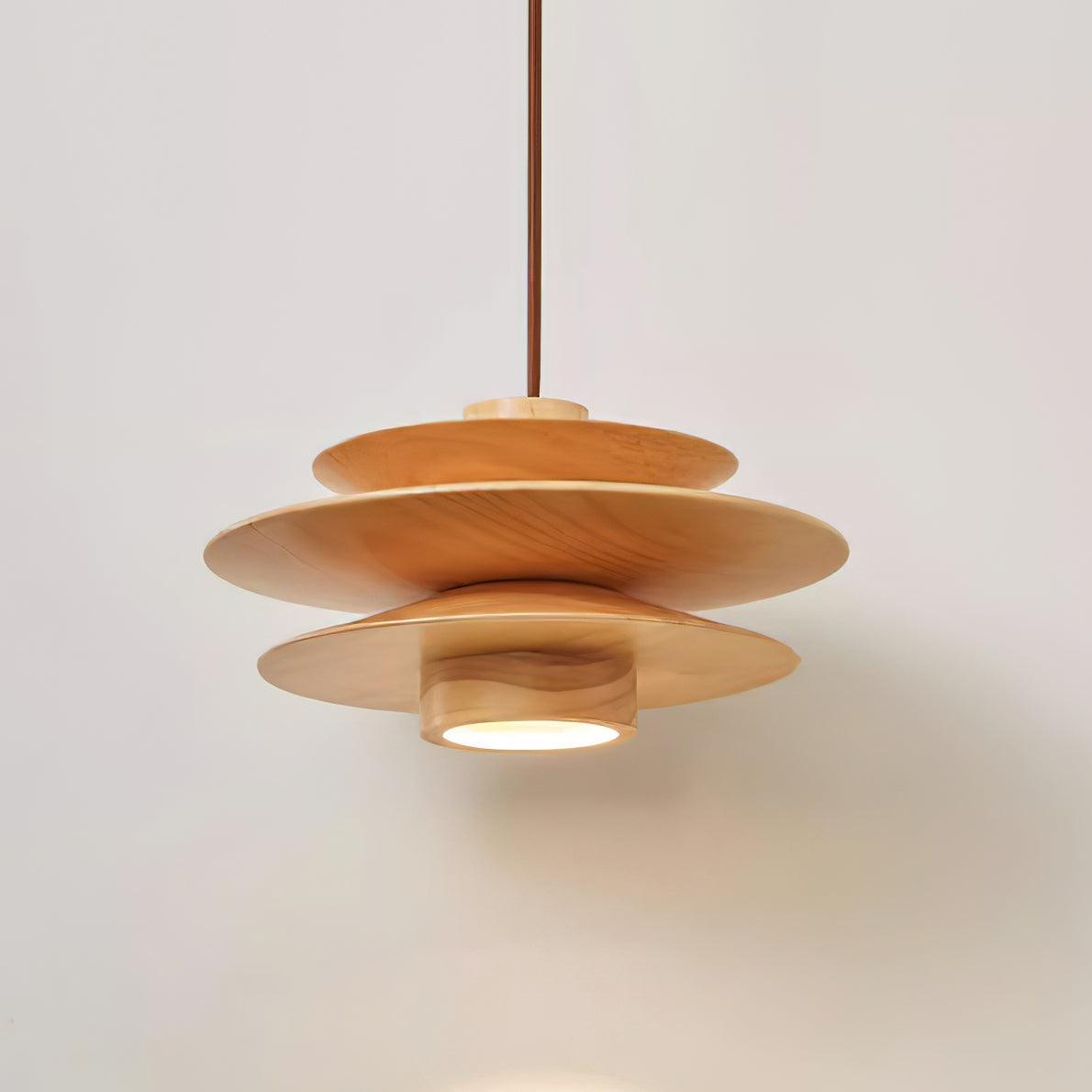 Aerislys | Mid Century Tiered Wood Discs Pendant Light