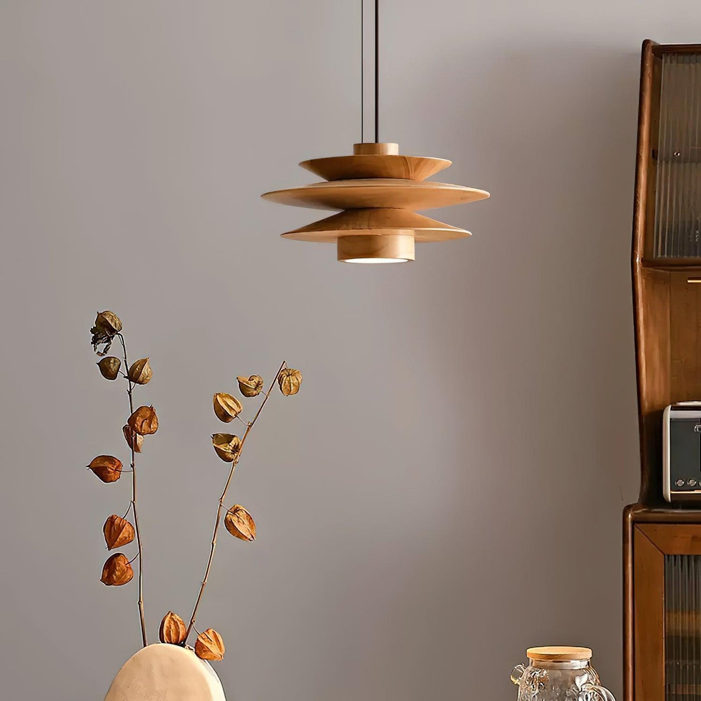 Aerislys | Mid Century Tiered Wood Discs Pendant Light