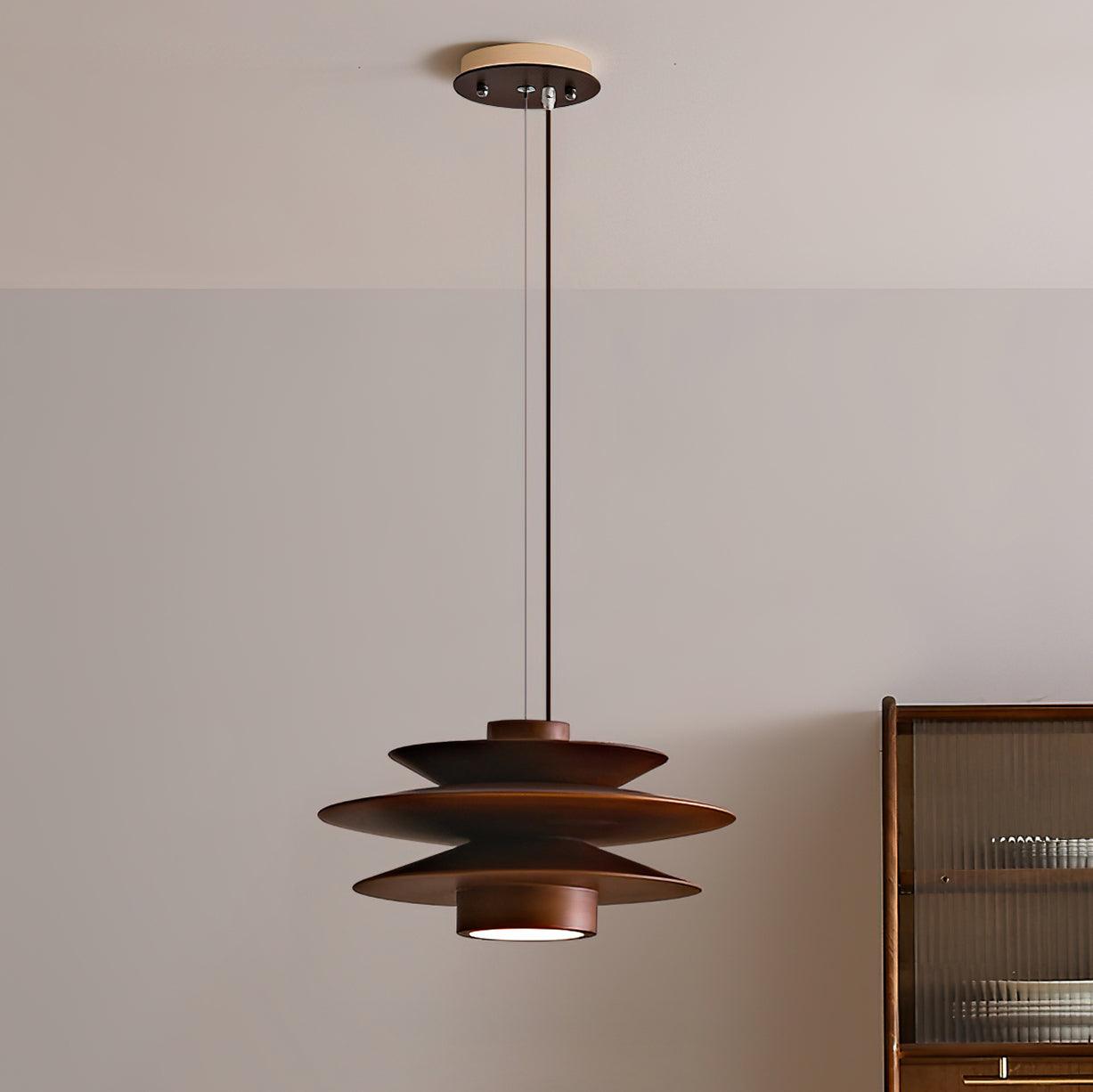 Aerislys | Mid Century Tiered Wood Discs Pendant Light