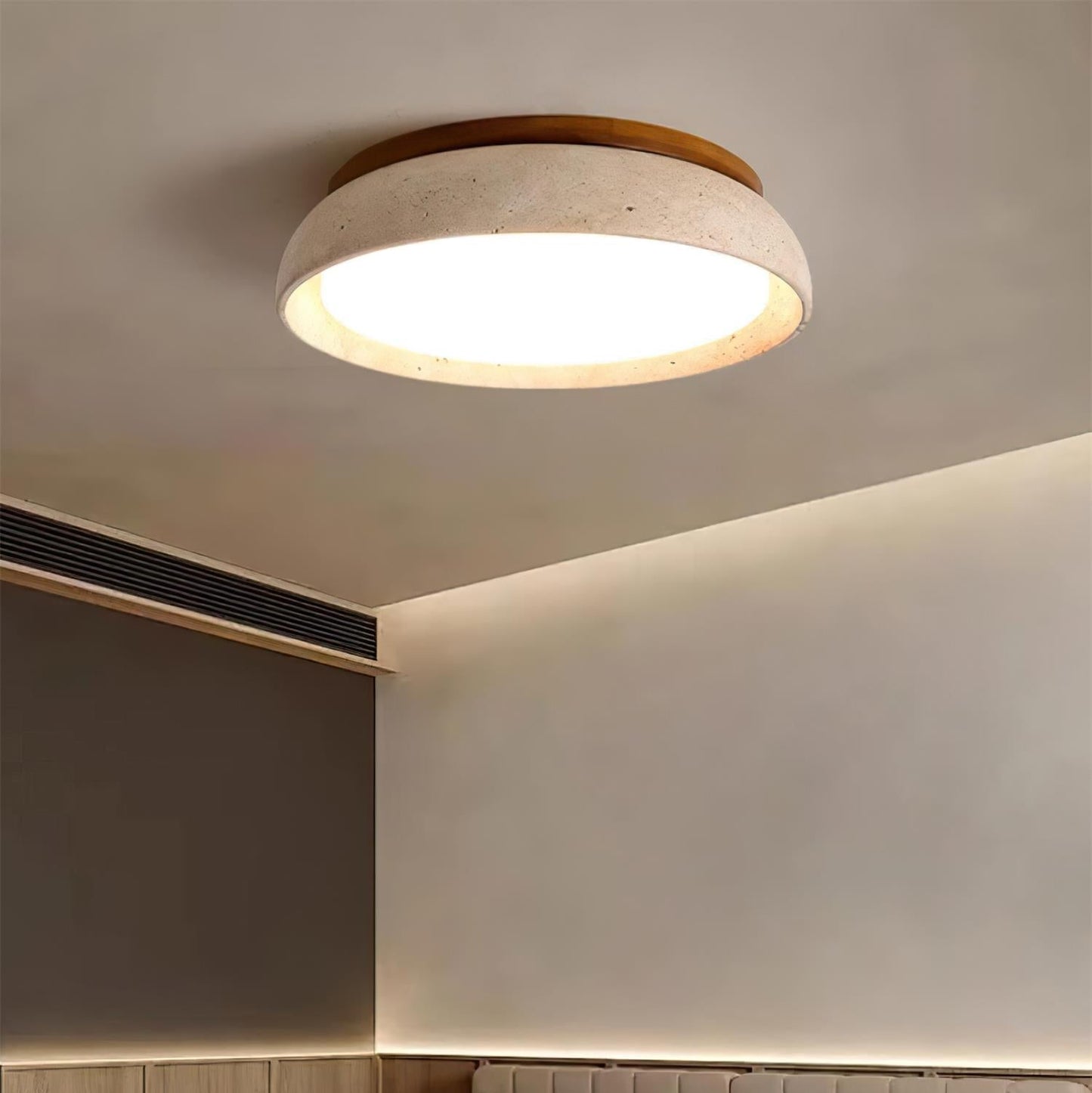 Caelum | Natural Round Travertine Flush Mount Ceiling Light