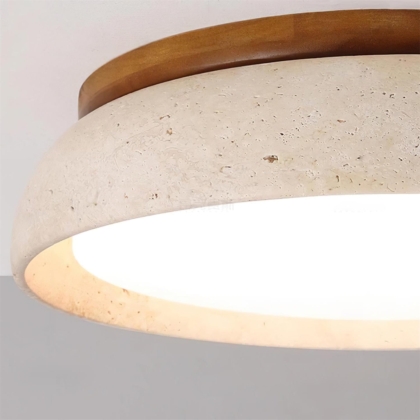 Caelum | Natural Round Travertine Flush Mount Ceiling Light