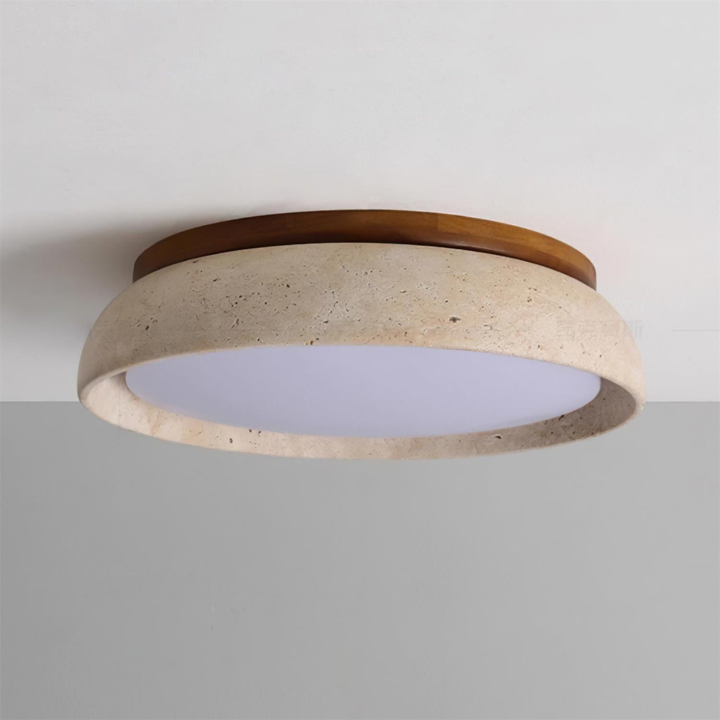 Caelum | Natural Round Travertine Flush Mount Ceiling Light
