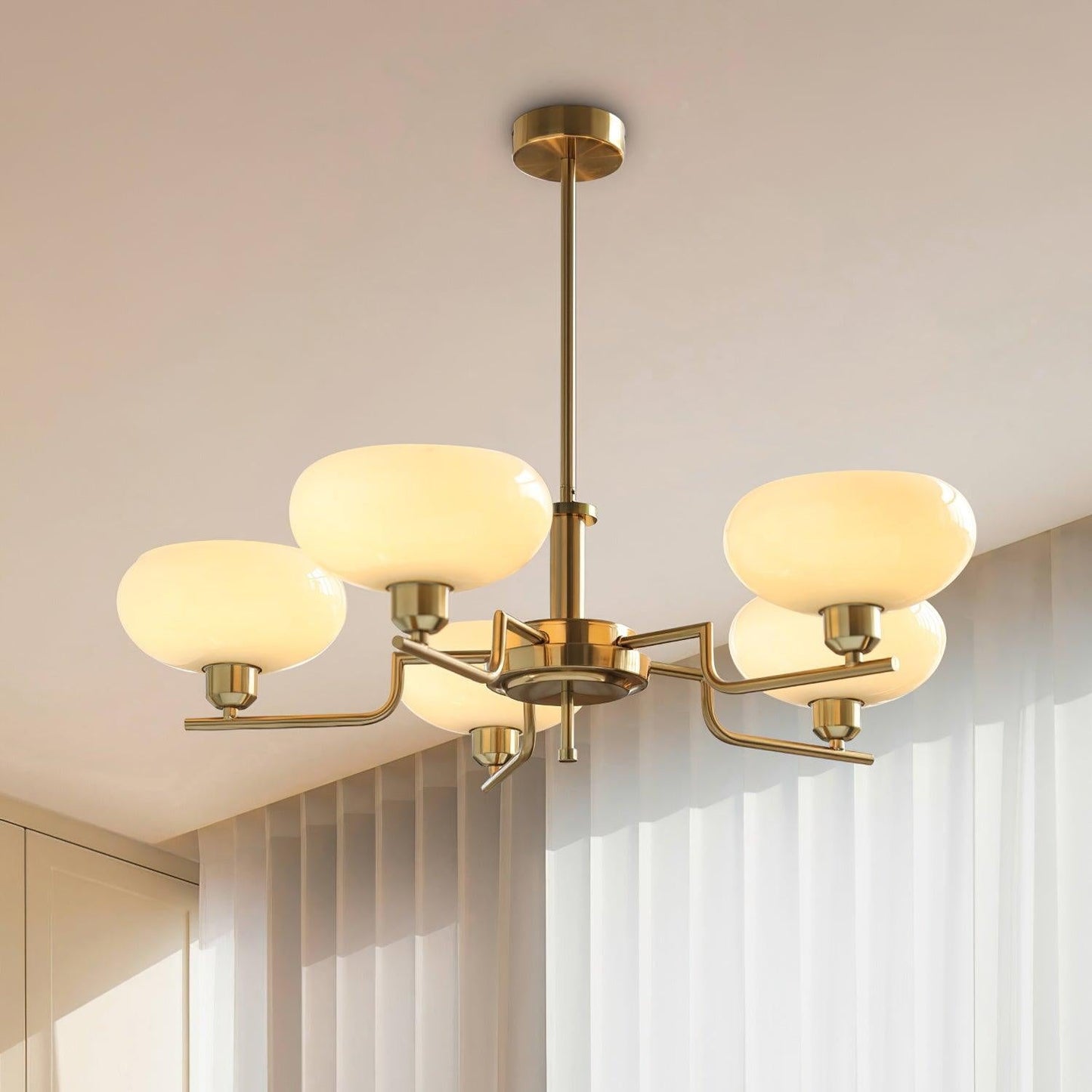 Sythos | Spherical Glass Globe Brass Frame Celestial Chandelier