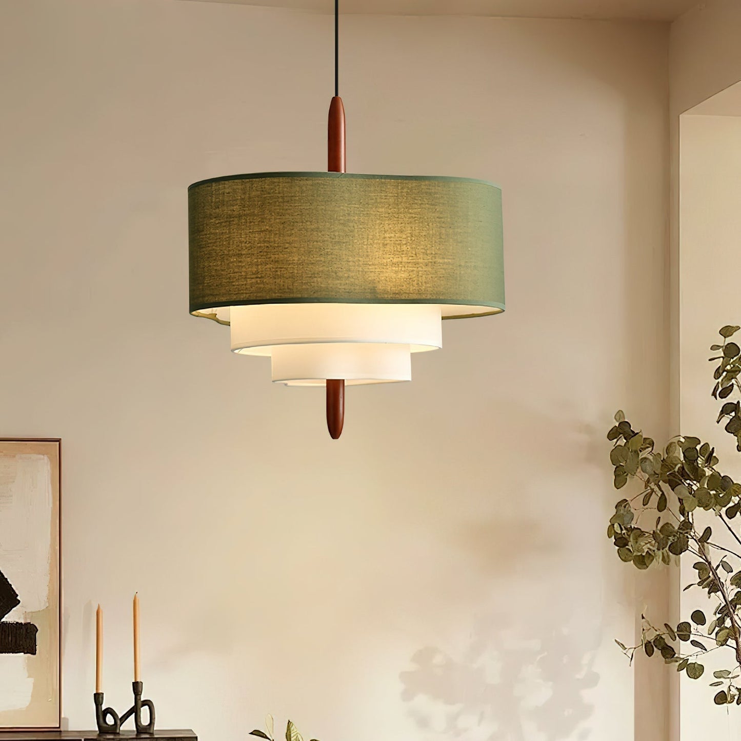 Elow | Modern Scandi Pleated Fabric Drum Pendant Light