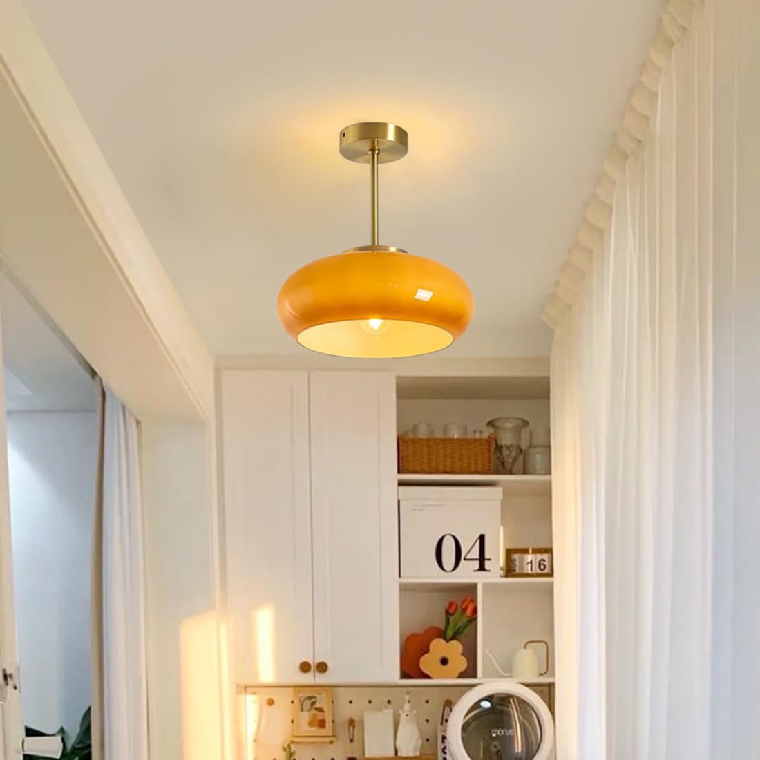Vitrea | Retro Glossy Dome Semi Flush Ceiling Light