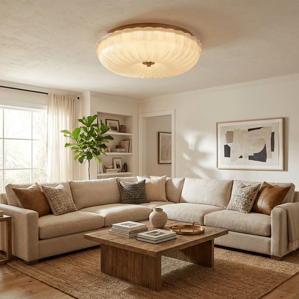 Kendrovia | Nordic Fluted Shimmer Glass Ceiling Light
