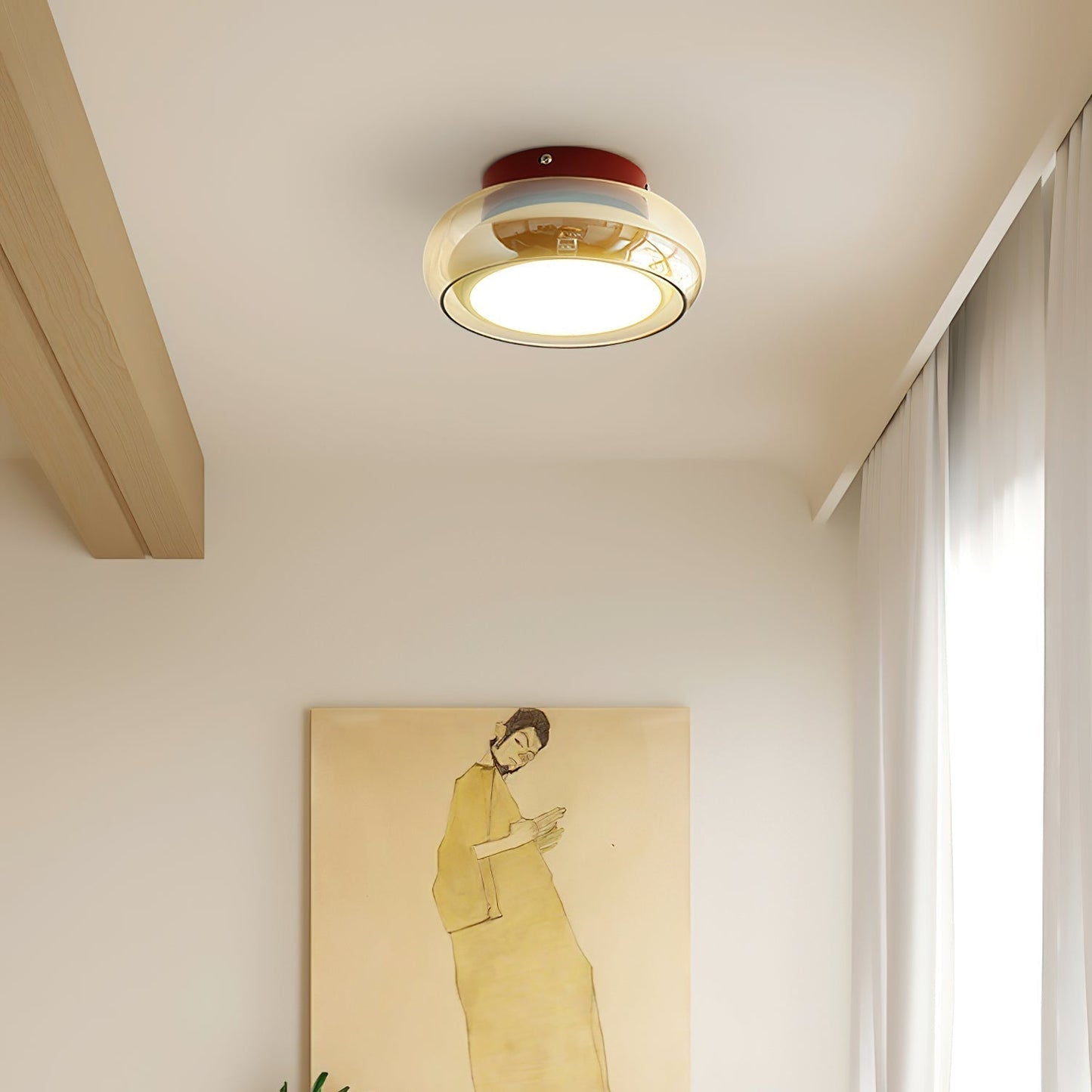 Mora | Luxe Cognac Glass Flush Mount Ceiling Light