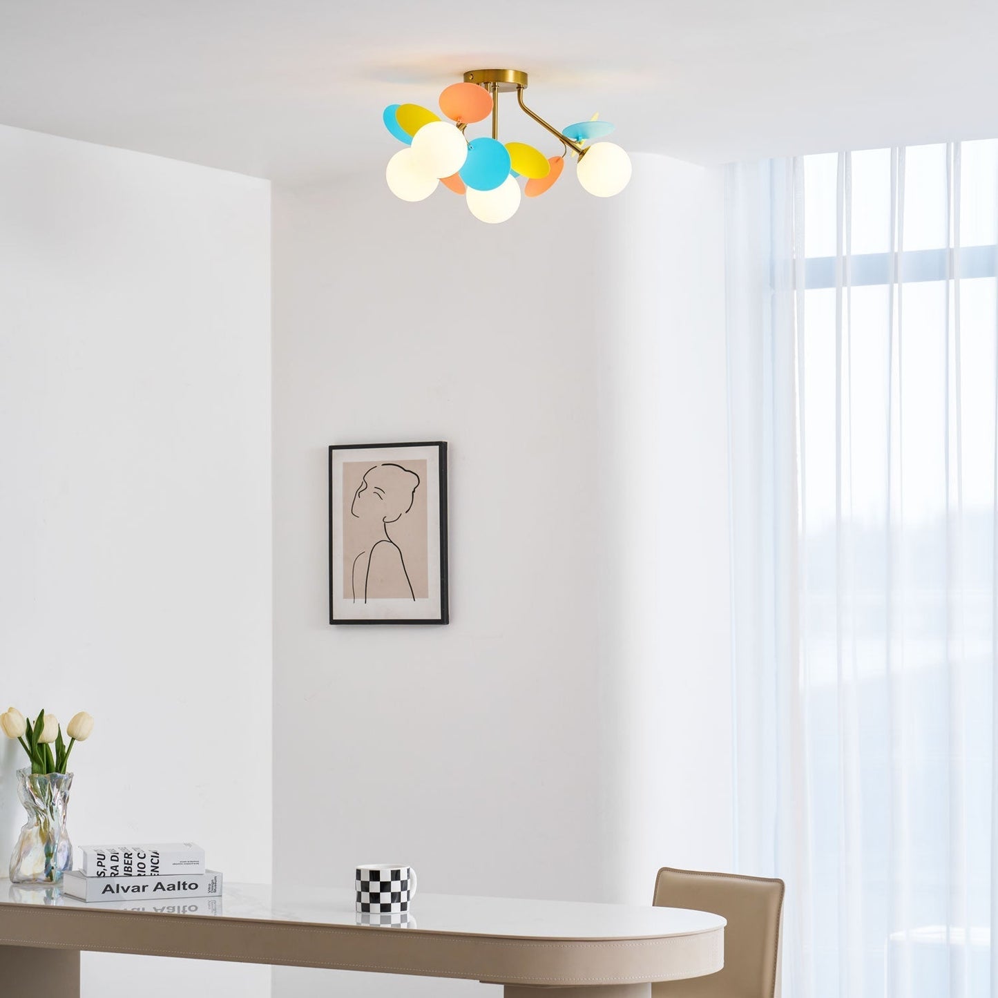 Kalythos | Sculptural Geometric Disc Cluster Semi Flush Mount Ceiling Light