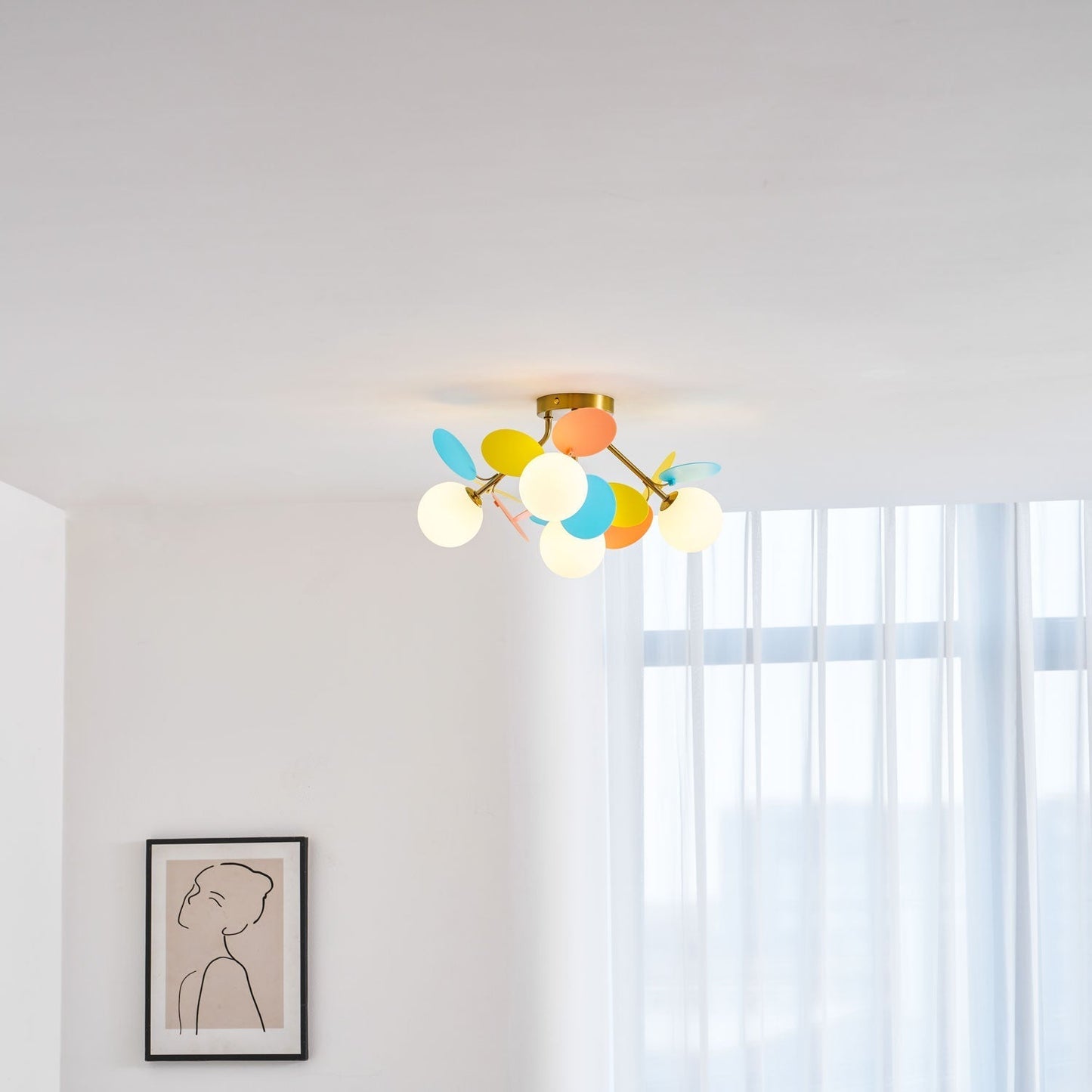 Kalythos | Sculptural Geometric Disc Cluster Semi Flush Mount Ceiling Light