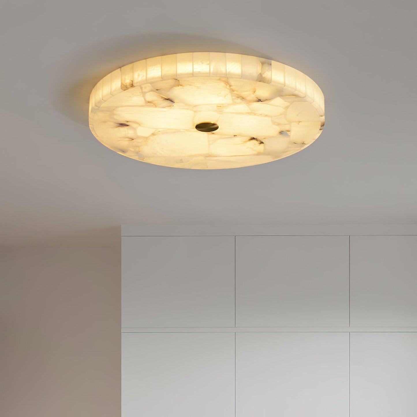 Lysande | Disk Shaped Alabaster Stone Flush Mount Ceiling Light