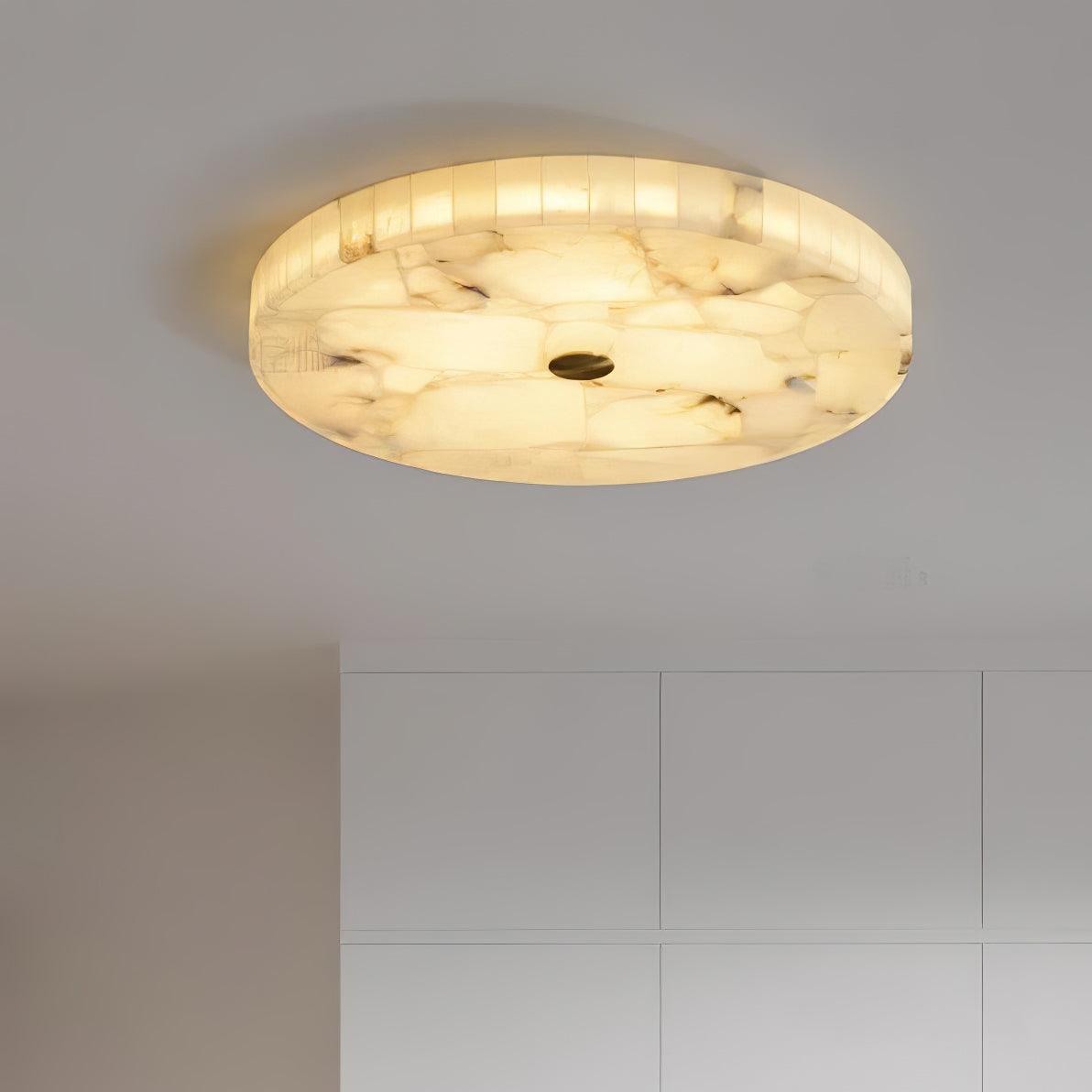 Lysande | Disk Shaped Alabaster Stone Flush Mount Ceiling Light