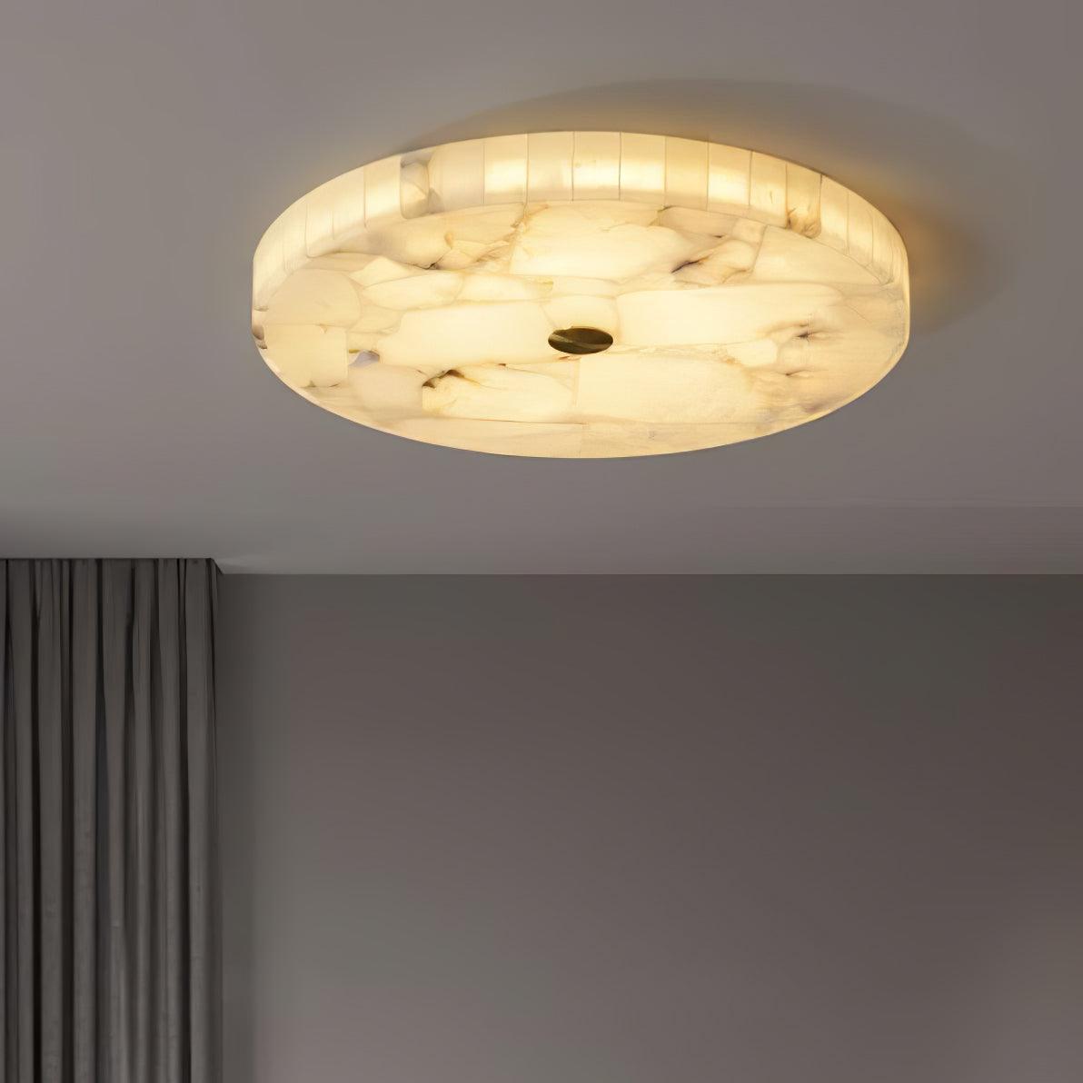 Lysande | Disk Shaped Alabaster Stone Flush Mount Ceiling Light