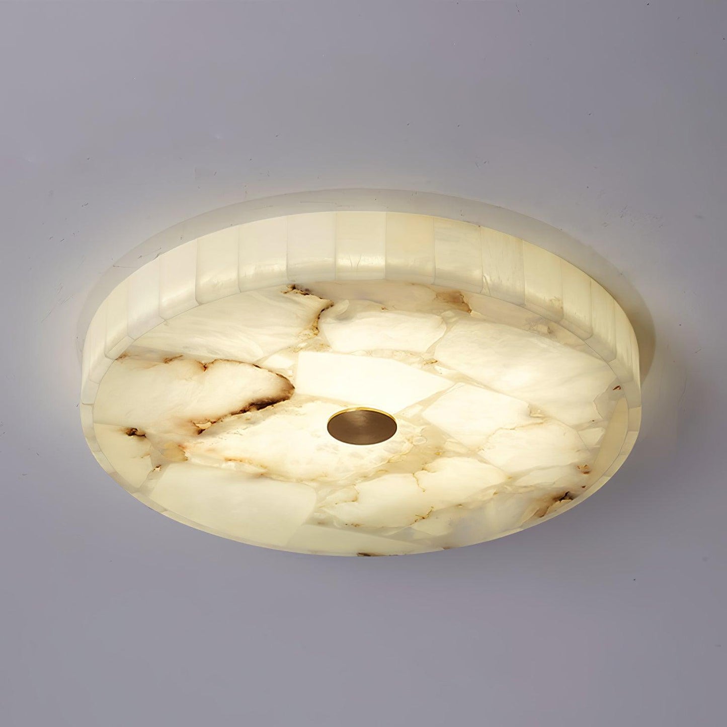 Lysande | Disk Shaped Alabaster Stone Flush Mount Ceiling Light