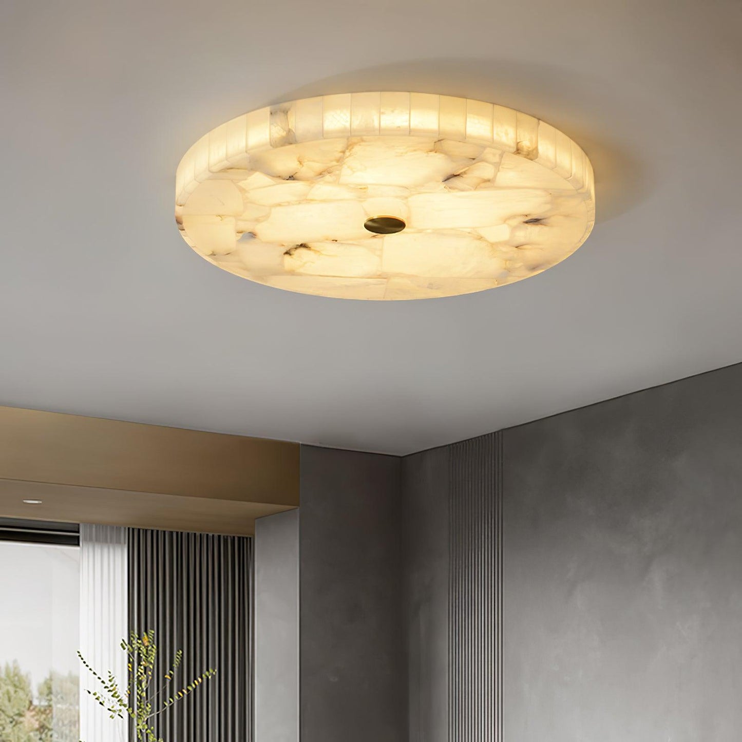 Lysande | Disk Shaped Alabaster Stone Flush Mount Ceiling Light
