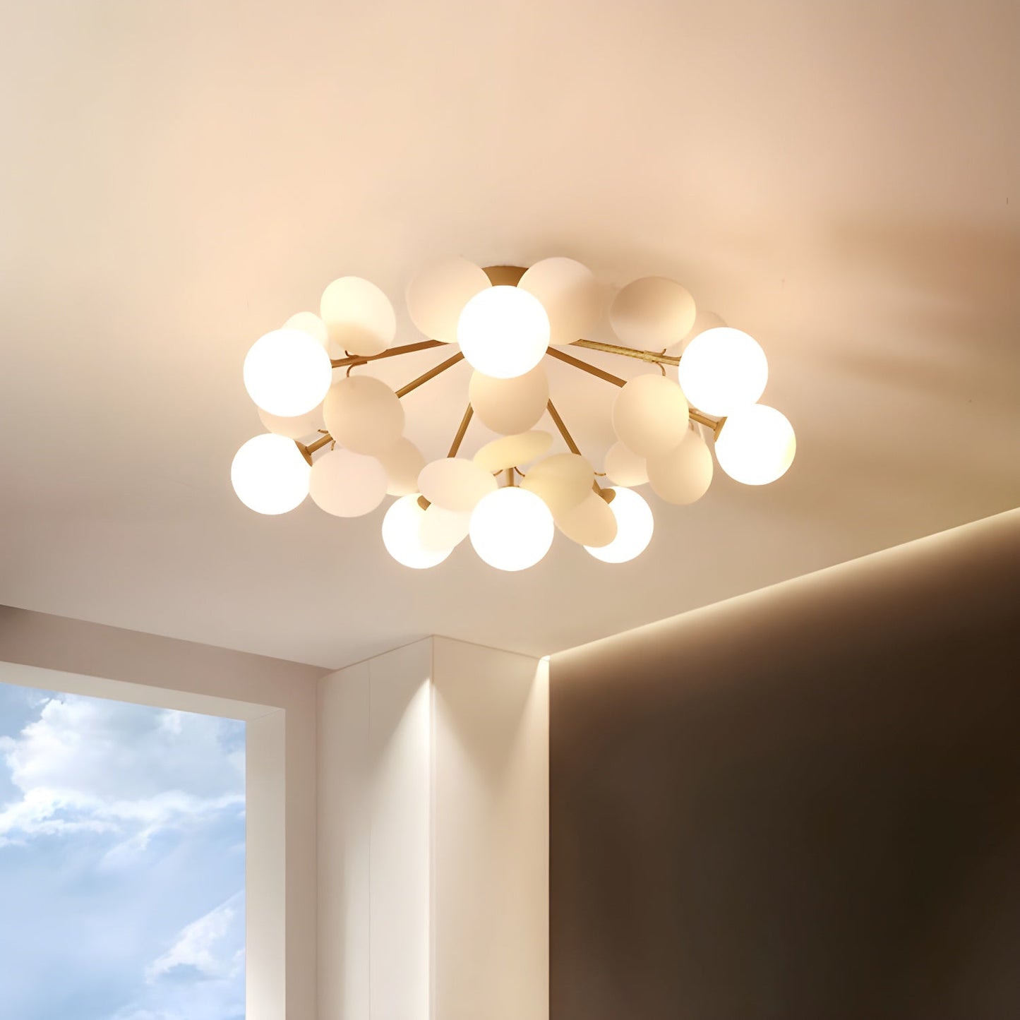 Kalythos | Sculptural Geometric Disc Cluster Semi Flush Mount Ceiling Light