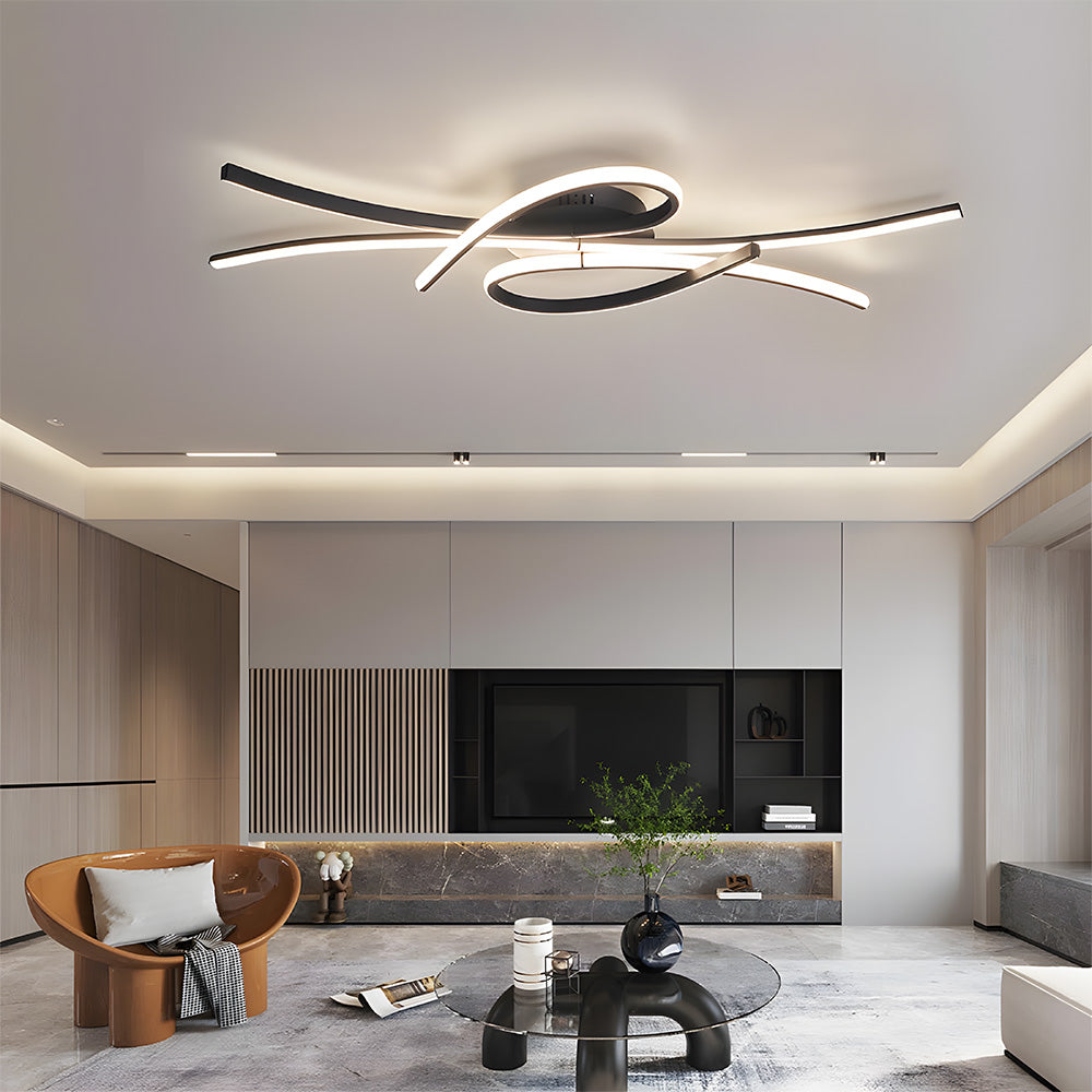 Sonata | Sleek Wavy Musical Note Inspired Abstract Ceiling Light