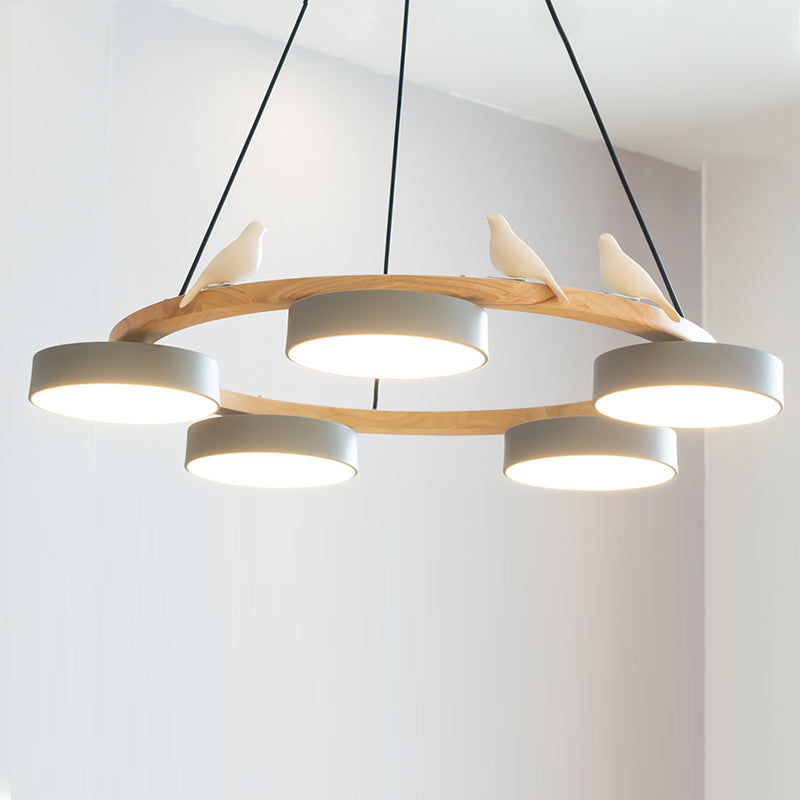 Naturaa | Nordic Wood and Metal Bird Design Chandelier
