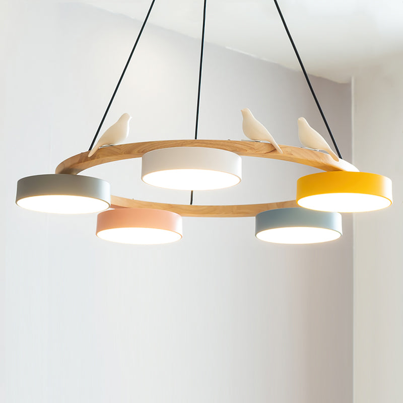 Naturaa | Nordic Wood and Metal Bird Design Chandelier