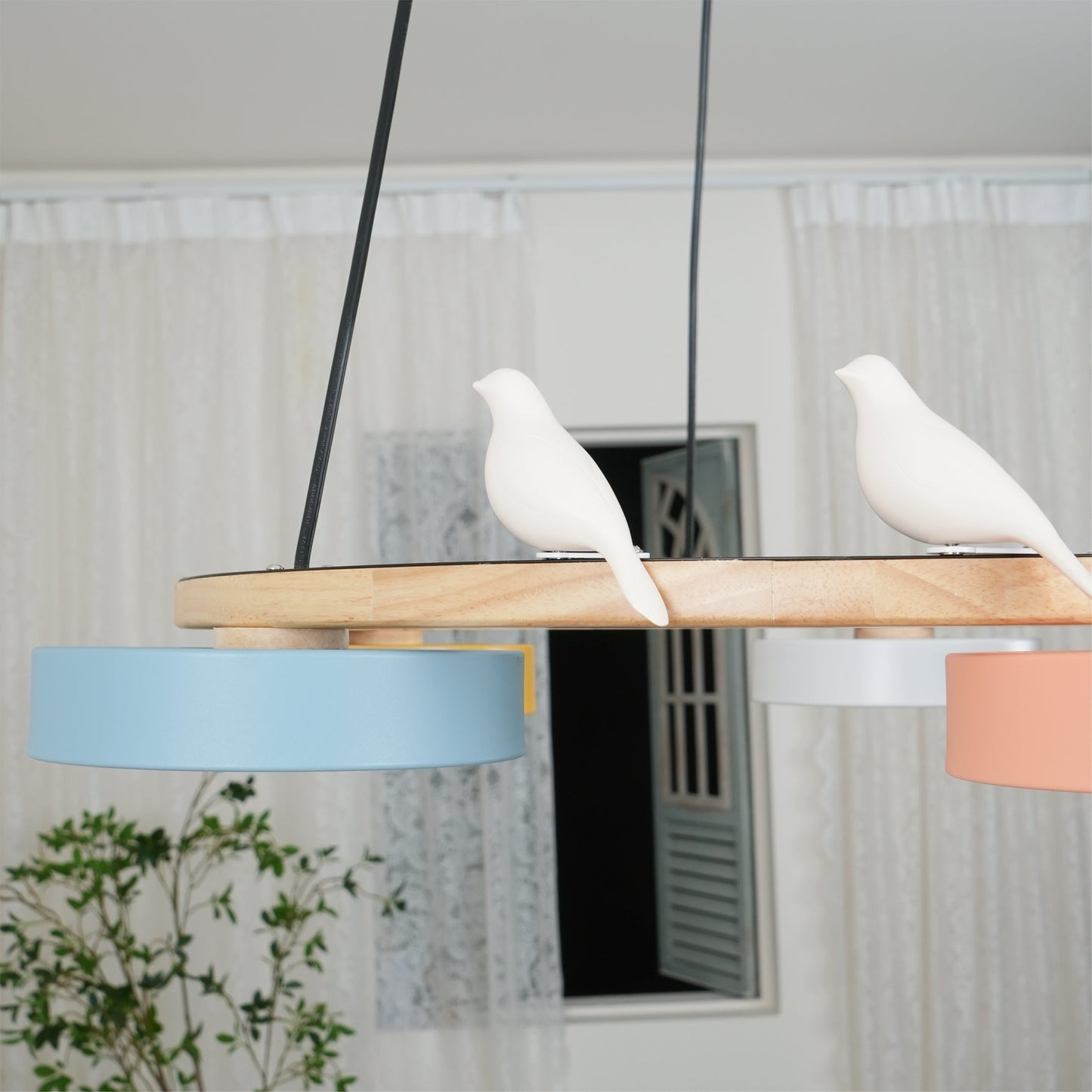Naturaa | Nordic Wood and Metal Bird Design Chandelier