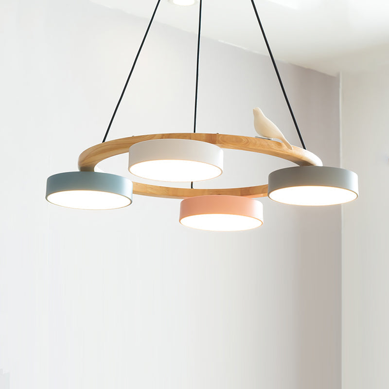 Naturaa | Nordic Wood and Metal Bird Design Chandelier