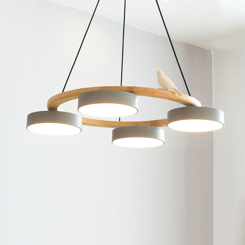 Naturaa | Nordic Wood and Metal Bird Design Chandelier