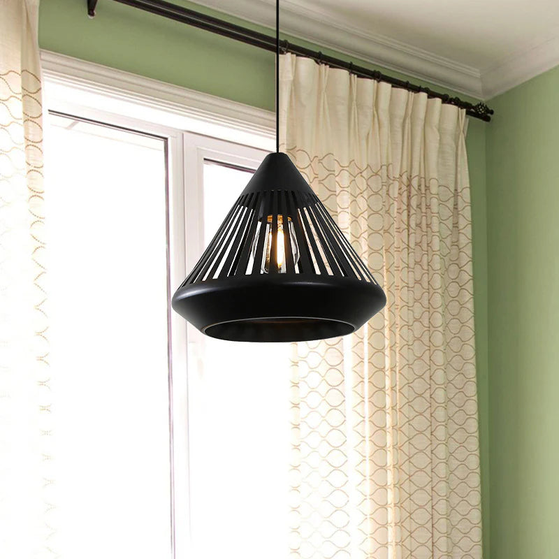 Nyvold | Minimalist Conical Ribbed Glass Metal Pendant Light
