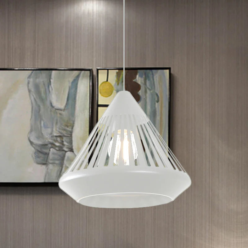 Nyvold | Minimalist Conical Ribbed Glass Metal Pendant Light