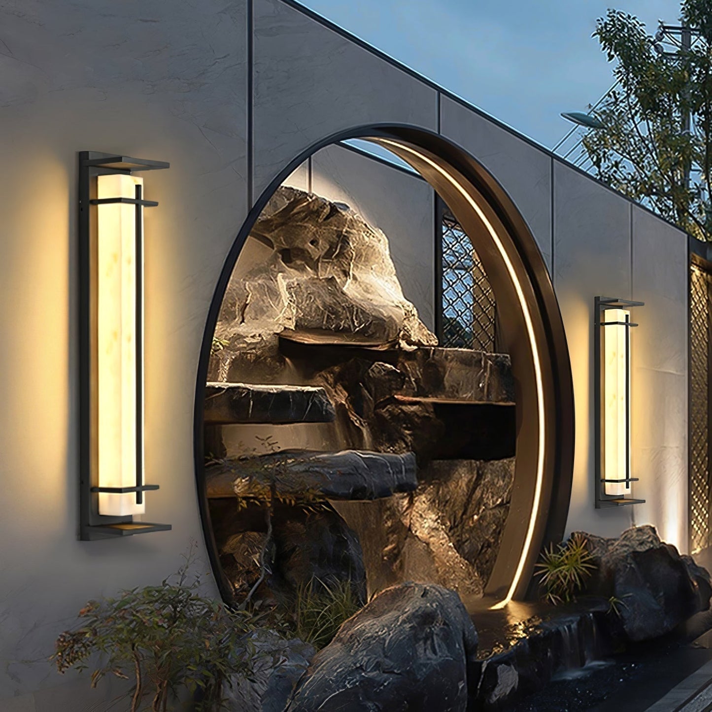 Rayen | Modern Square Alabaster Waterproof Outdoor Wall Light