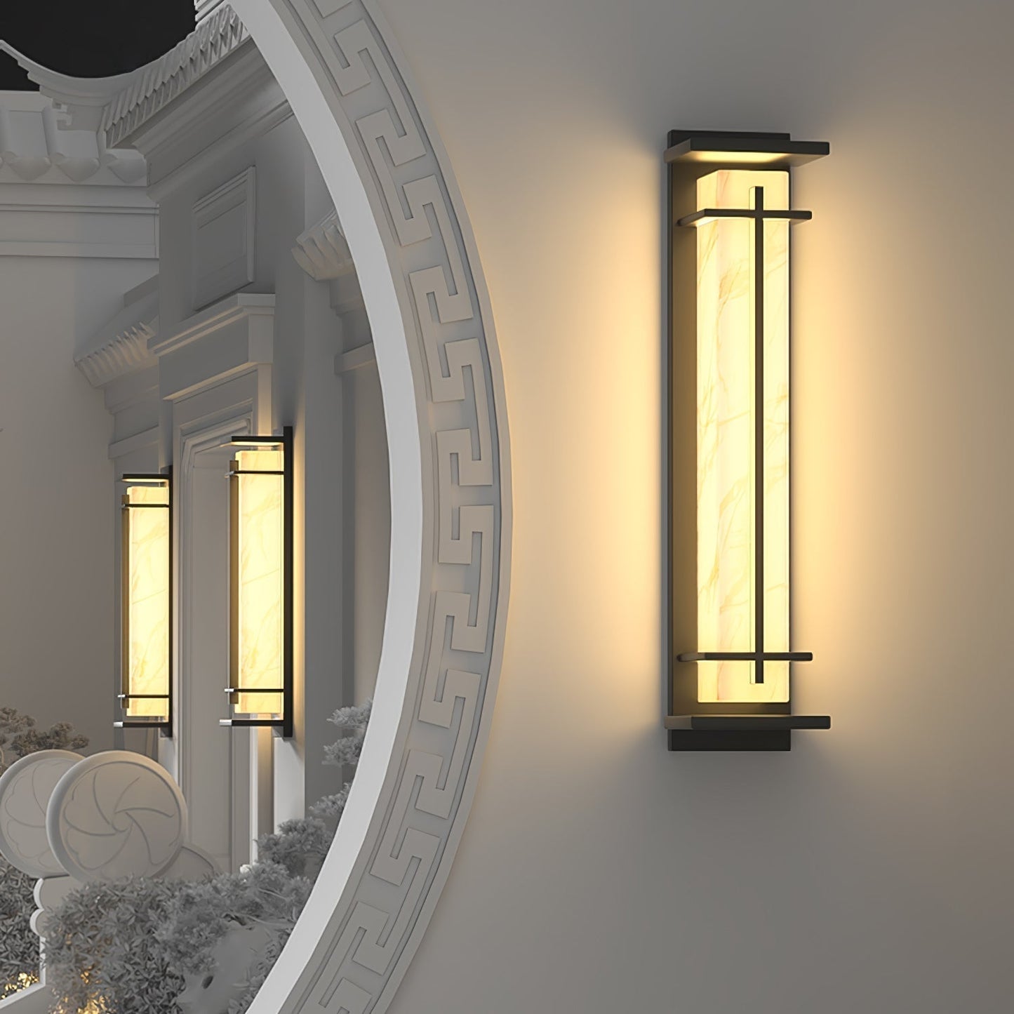 Rayen | Modern Square Alabaster Waterproof Outdoor Wall Light