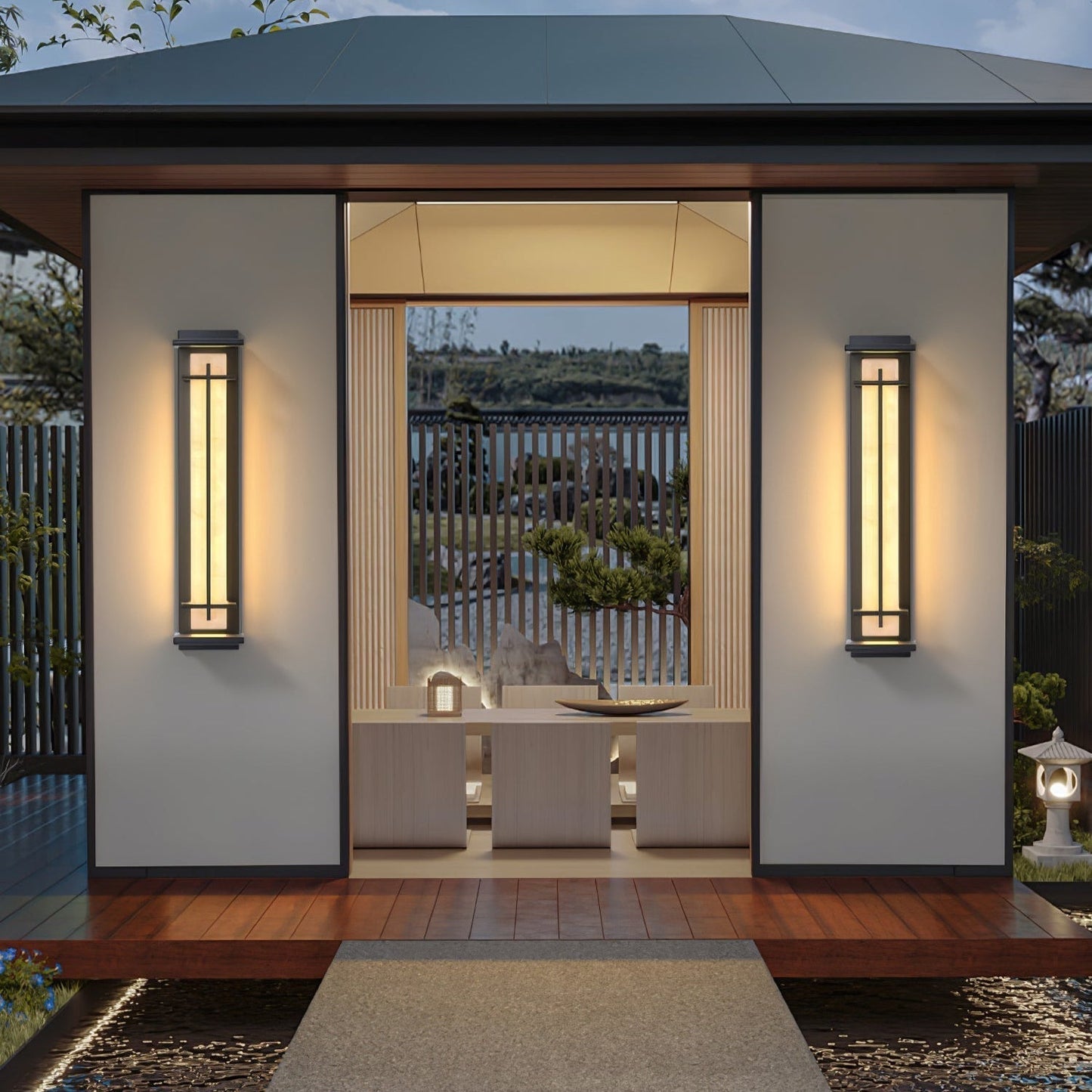 Rayen | Modern Square Alabaster Waterproof Outdoor Wall Light