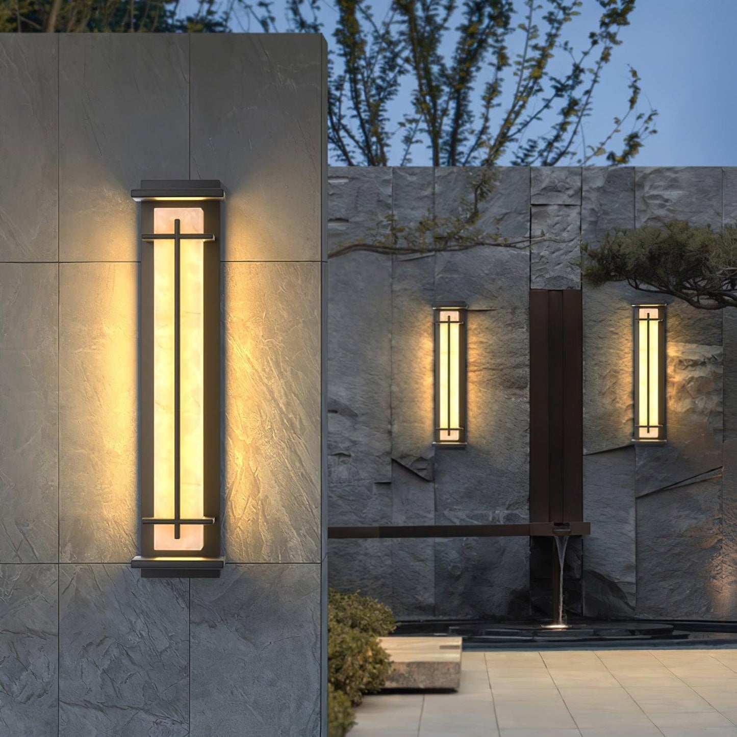 Rayen | Modern Square Alabaster Waterproof Outdoor Wall Light