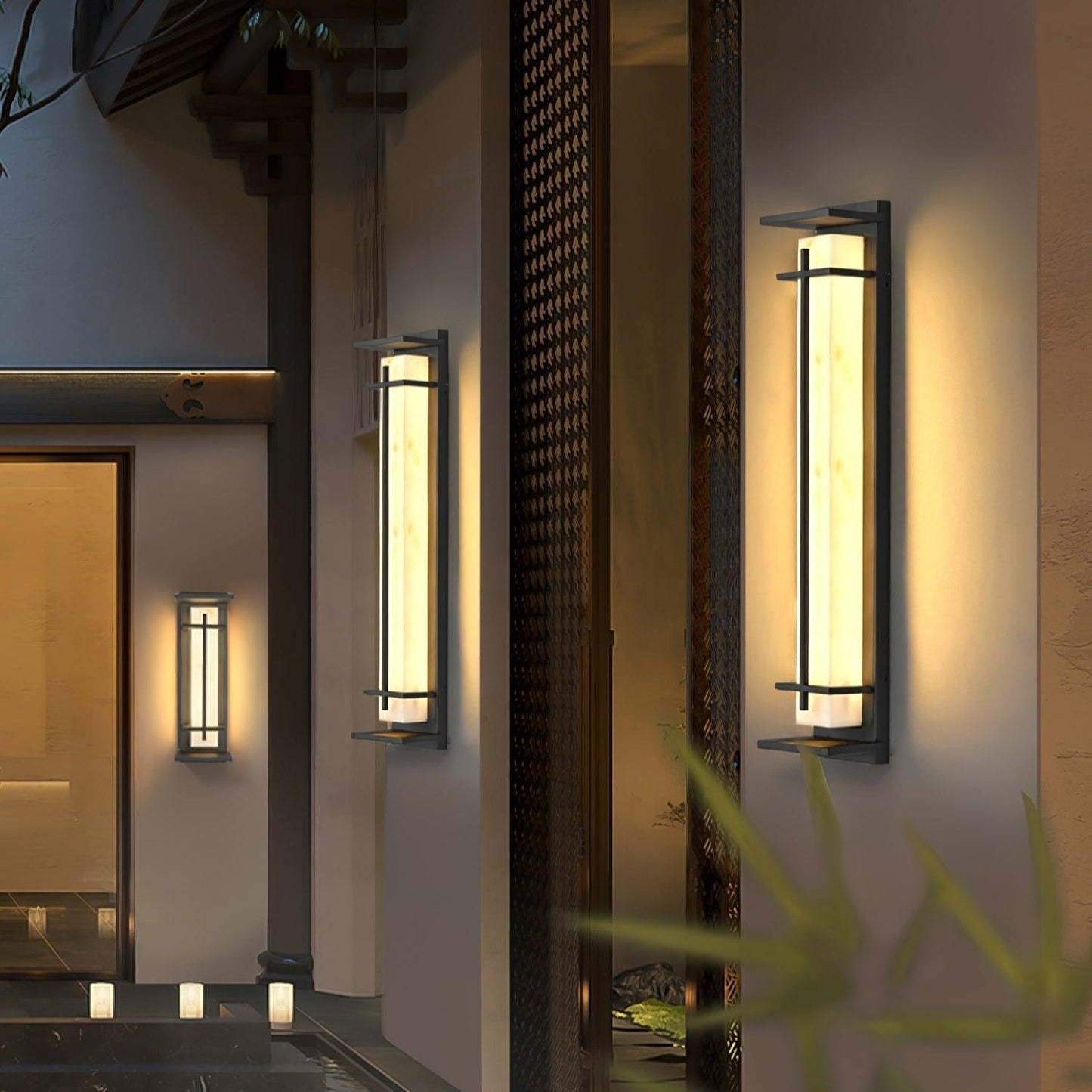 Rayen | Modern Square Alabaster Waterproof Outdoor Wall Light