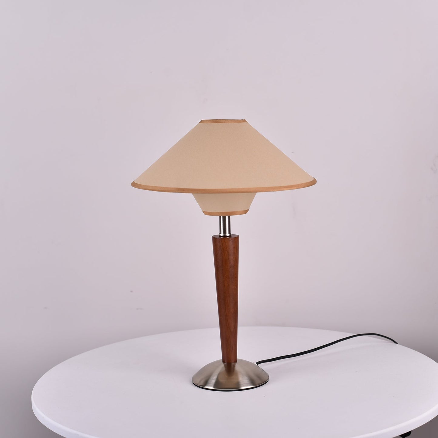 Zymorica | Midcentury Modern Walnut Column Accent Table Lamp