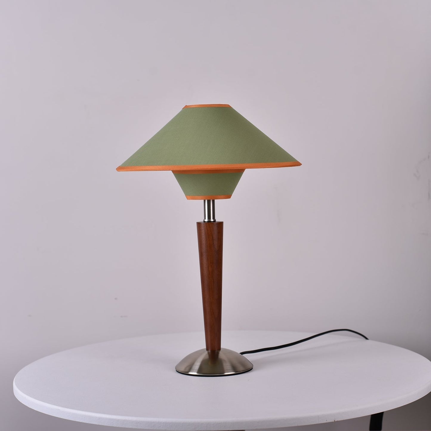 Zymorica | Midcentury Modern Walnut Column Accent Table Lamp