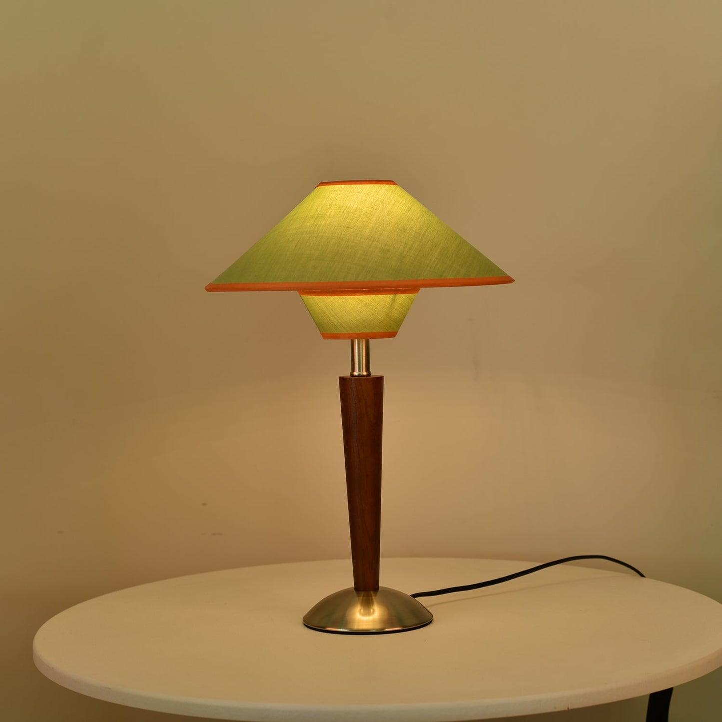 Zymorica | Midcentury Modern Walnut Column Accent Table Lamp